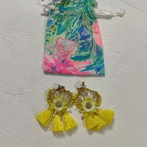 Lilly Pulitzer yellow earrings with a bag